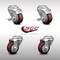 Service Caster 3.5 Inch SS Maroon Polyurethane Wheel Swivel Bolt Hole Caster Set with 2 Brake SCC-SSBH20S3514-PPUB-MRN-TLB-2-S-2 - alternate 1